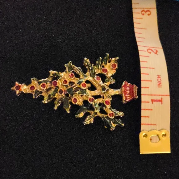 Vintage gold tone Christmas tree brooch - Picture 4 of 4